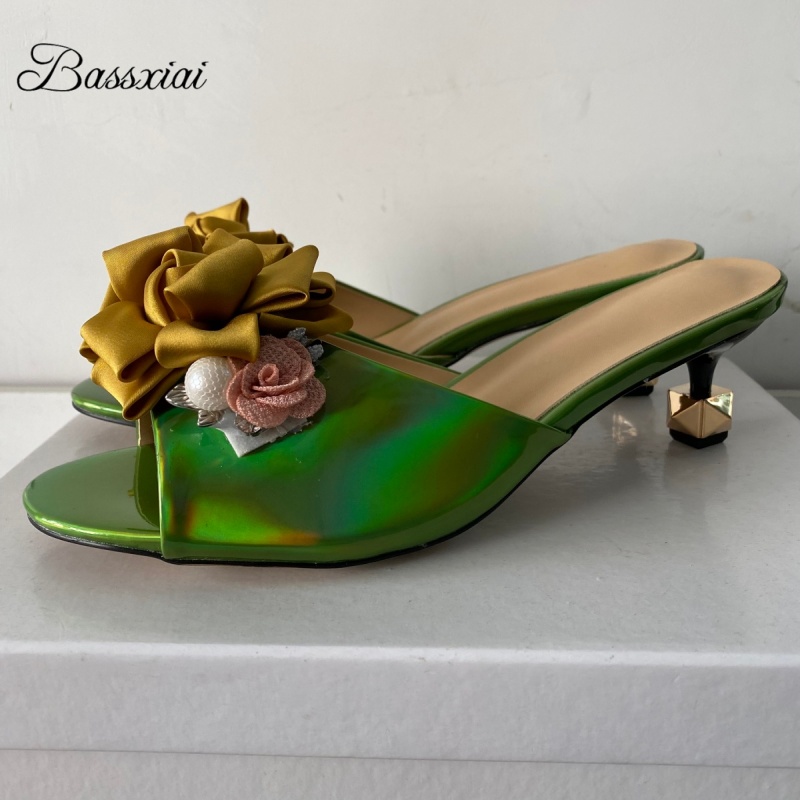 Women'S Shoes Kitten Heels - Sandal Bunga Buatan Tangan Dekorasi Kristal
