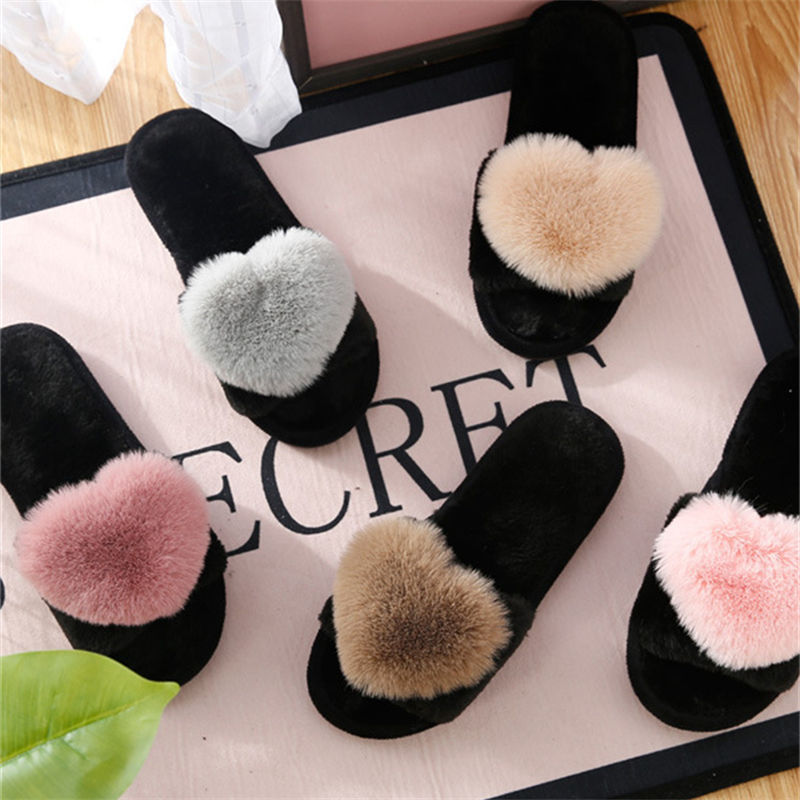 Women Shoes On Sale - crriflz Sandal Wanita Berbentuk Hati Berbulu