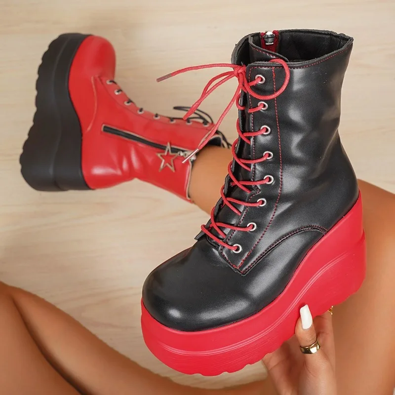 Women'S Shoes Red Bottoms - Sepatu Bot Motor Punk Gothic Platform