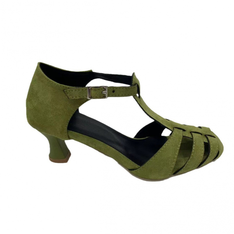 Sandal Wanita Hijau Suede Kitt - Women'S Shoes Kitten Heels ulasan dan harga