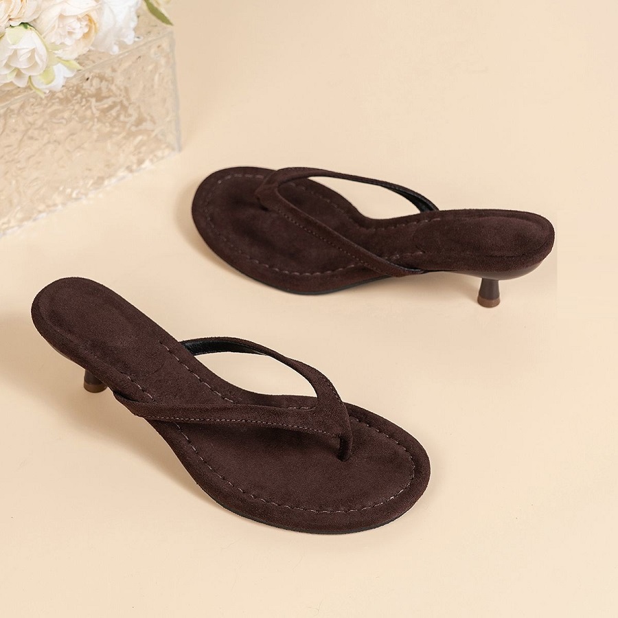 Sandal Thong Hak Tinggi Suede  - Women'S Shoes Kitten Heels ulasan dan harga