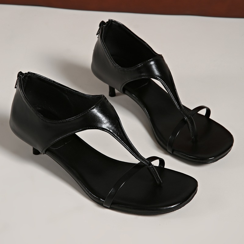 Sandal T-Strap Minimalis Hak K - Women'S Shoes Kitten Heels ulasan dan harga